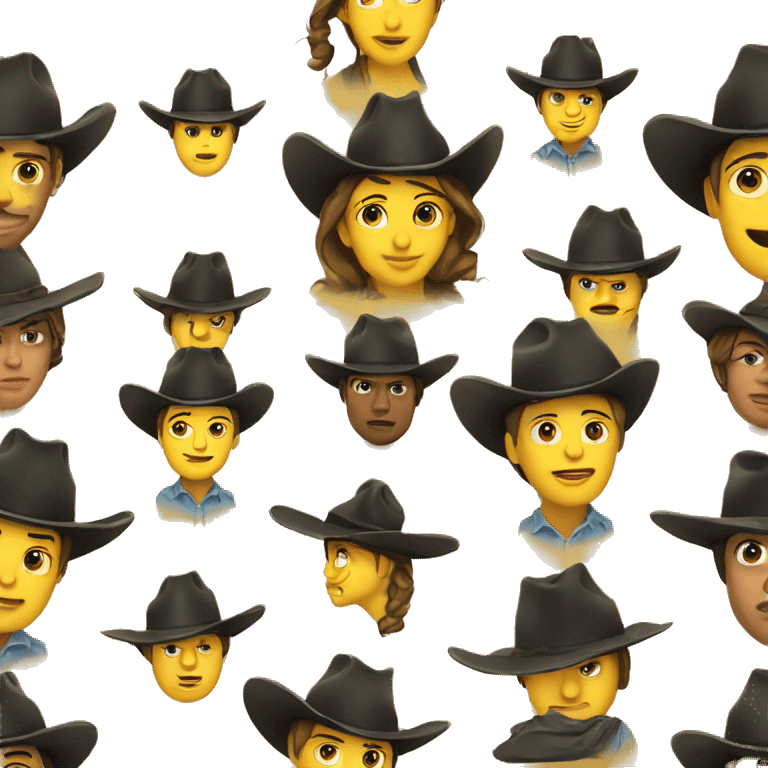 a cowboy with hat woman only face yellow emoji