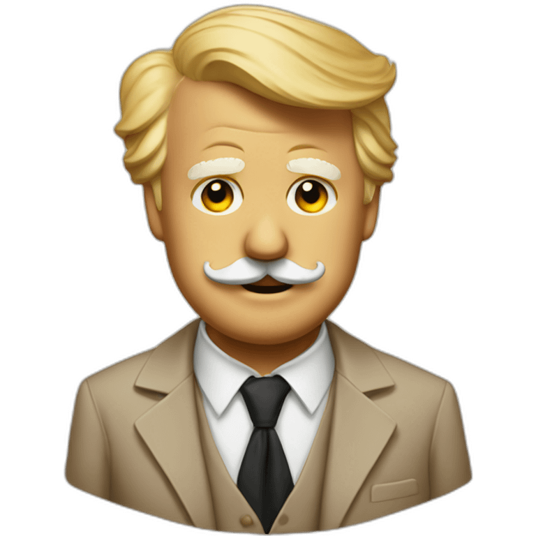 Donald trump with a Charlie Chaplin moustache and a tan suit emoji