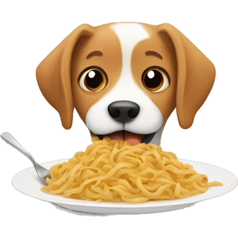 Dog eating pasta emoji