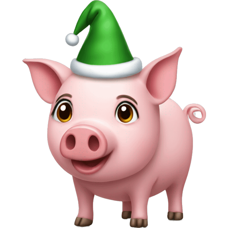 Piggy wearing christmas hat emoji