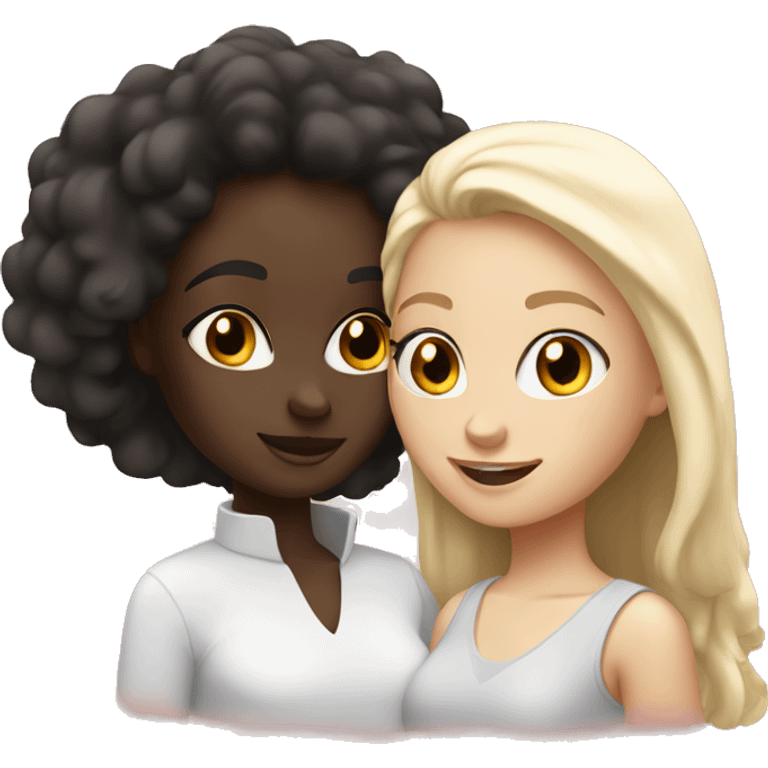 black girl and white girl in love emoji