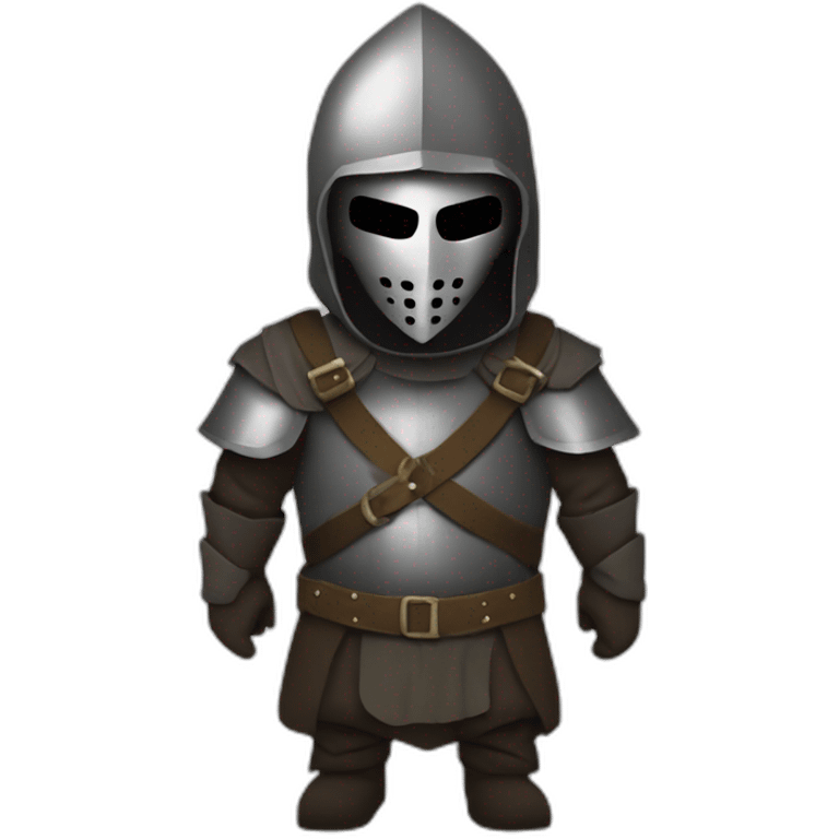 medieval evil saboteur wearing mask, full torso, looking sideways emoji