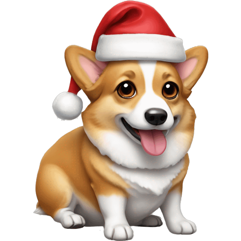 Corgi with a Santa hat emoji