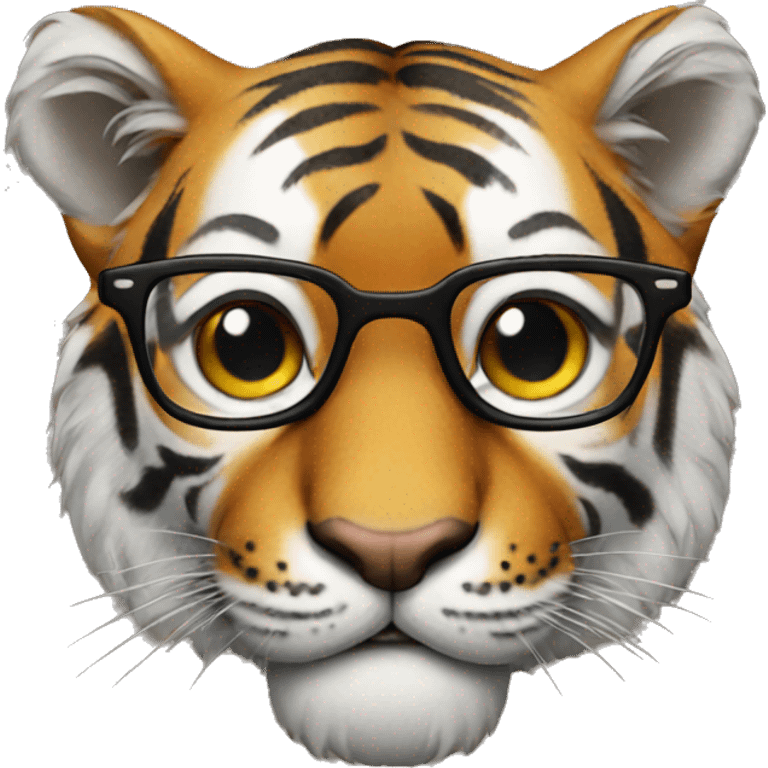 Tiger with glasses emoji