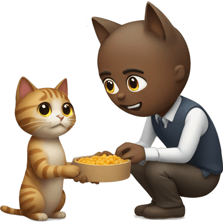 Cat giving food to man emoji