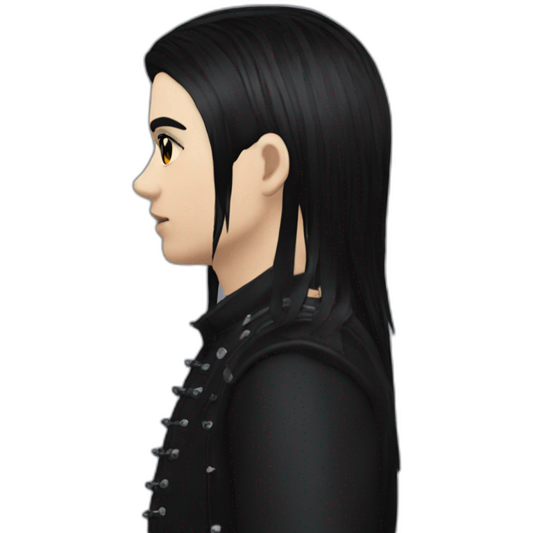 Goth with goth makeup and mullet side view  emoji