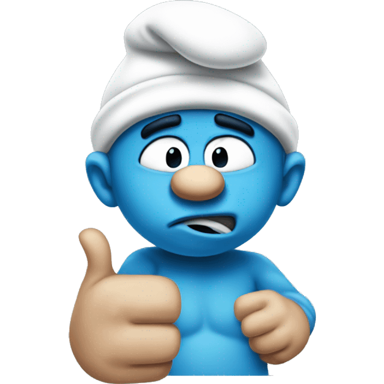 Smurf with his thumbs down  emoji