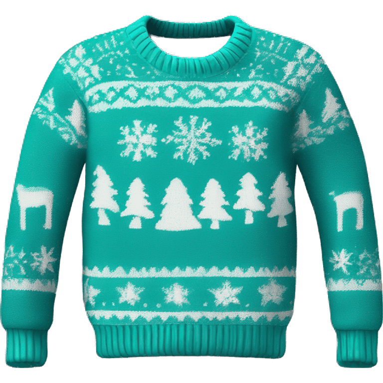 Realistic teal and white ugly Christmas sweater isolated full image  emoji