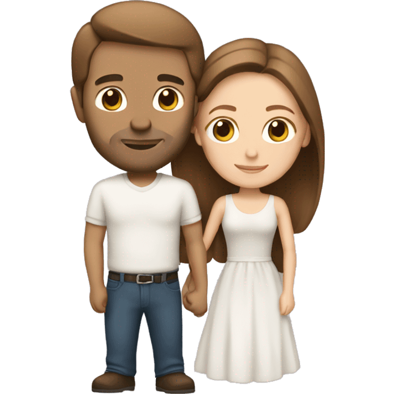 A white couple both with brown hair in love  emoji