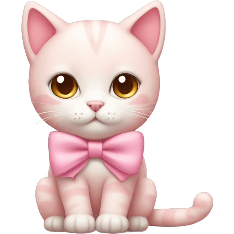 cute pastel pink cat with a bow emoji