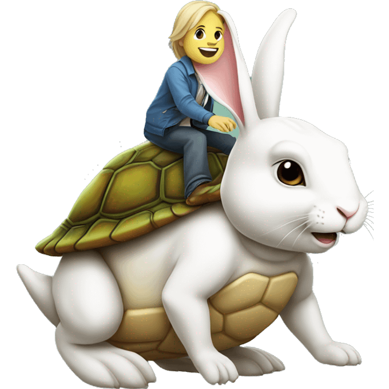 Rabbit riding turtle  emoji