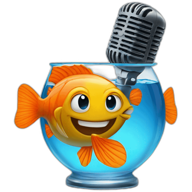 fishbowl with a microphone inside emoji