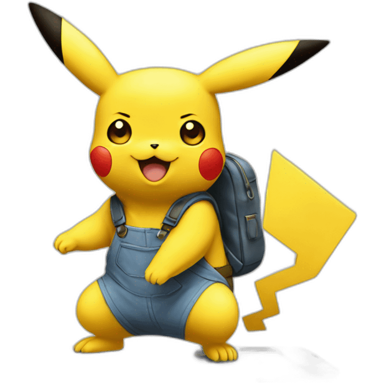 Pikachu en train de dessiner un Pikachu  emoji