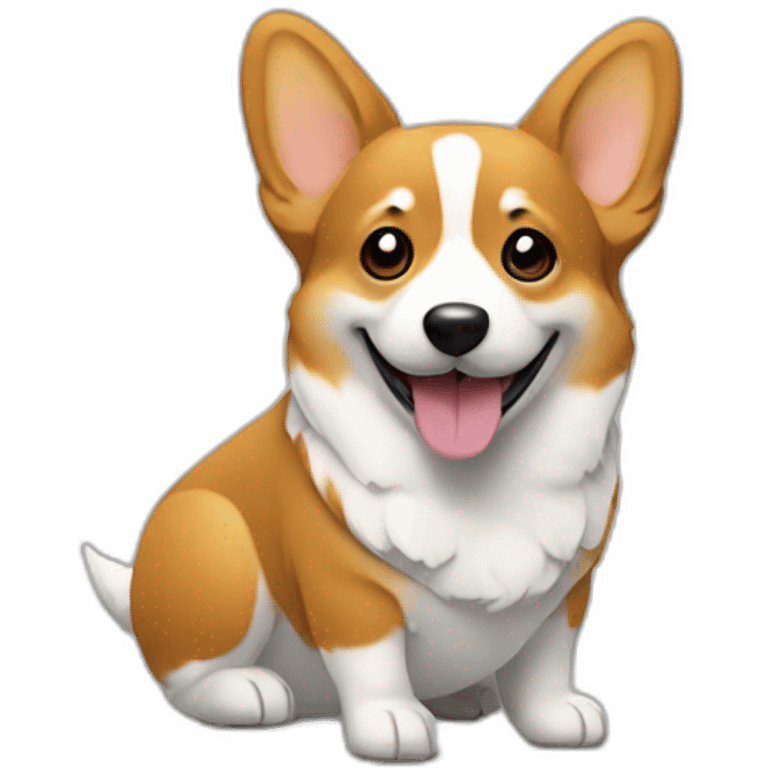 corgi sits in front of computer emoji