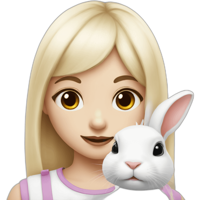 white rabbit with a little girl with black bangs emoji