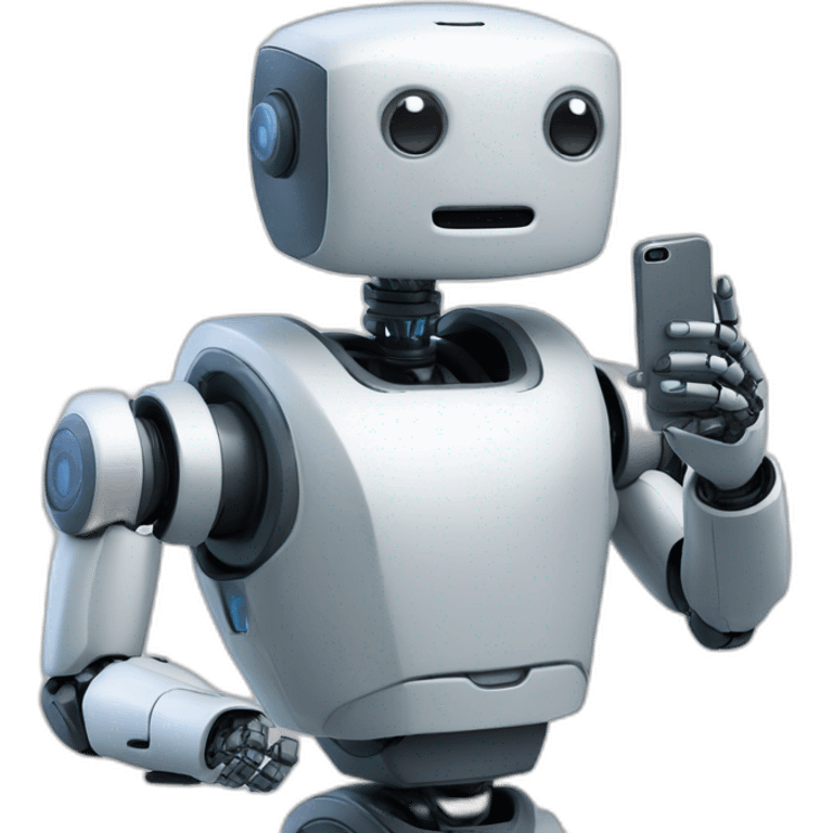 robot sosteniendo un celular emoji