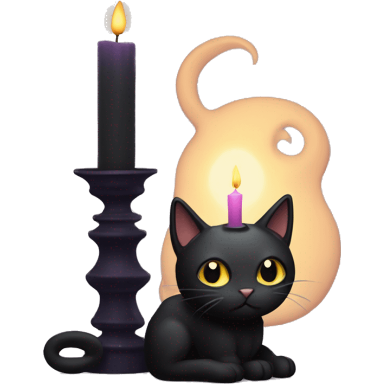 spooky black cat and candle emoji