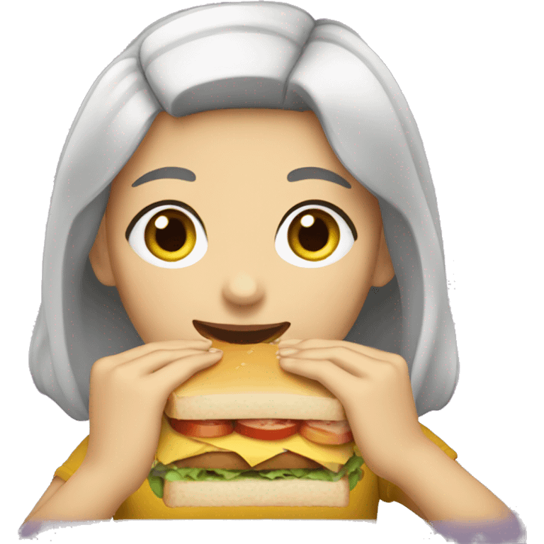 A girl eating a sandwich  emoji