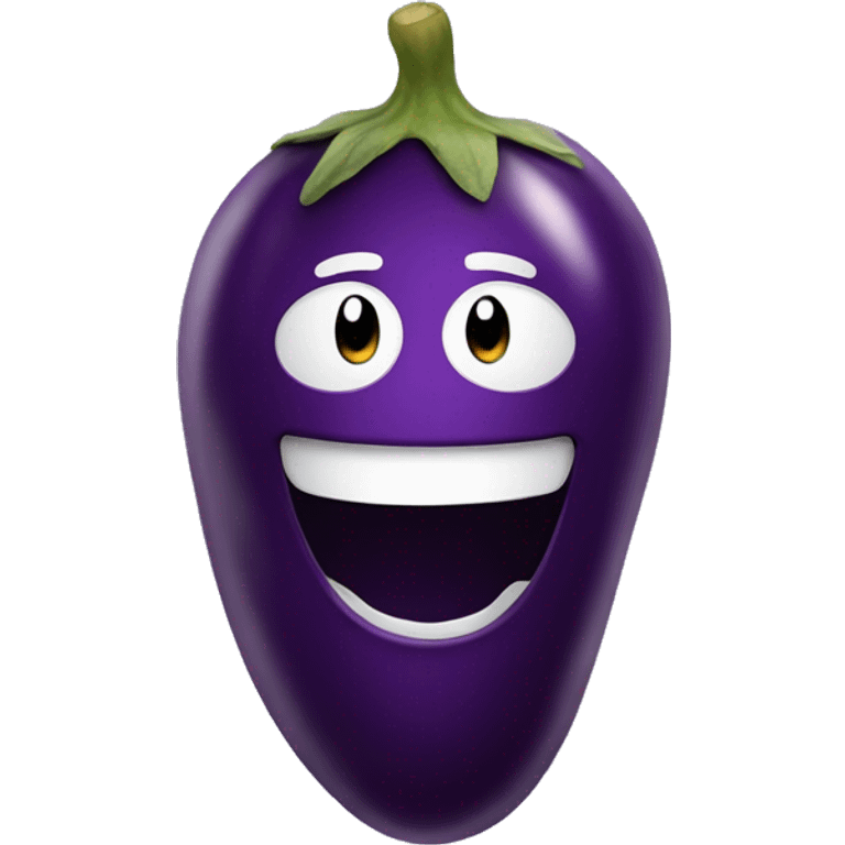 big smile with eggplant  emoji