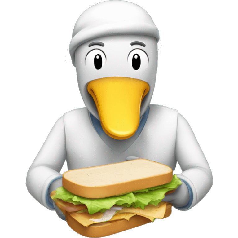 Un pato comiendo un sandwich  emoji