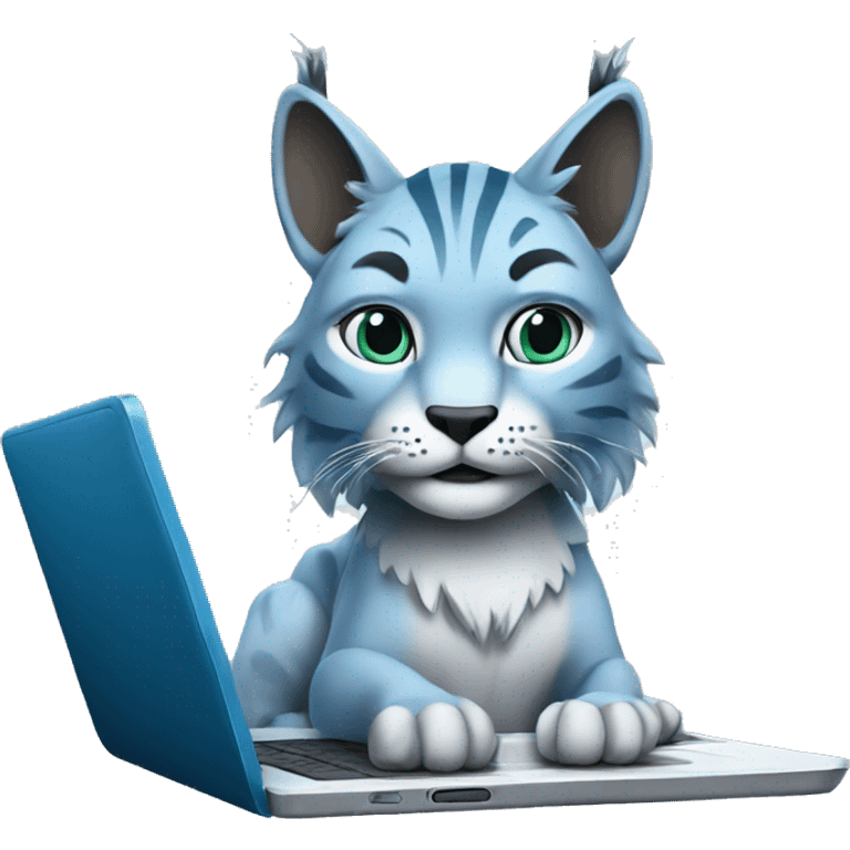 A blue lynx with a laptop emoji