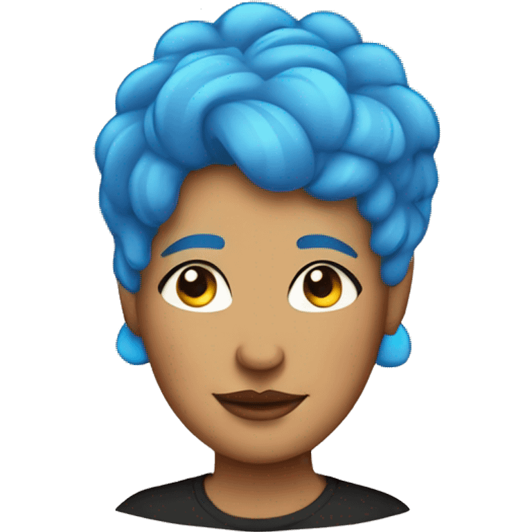 Fat blue haired woman wearing lgbtq shirt emoji