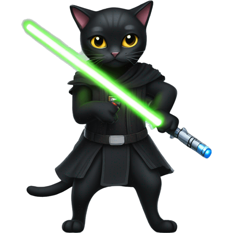 Black cat with lightsaber emoji