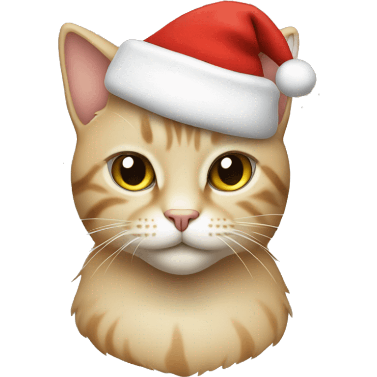 Beige cat wearing a Santa hat emoji