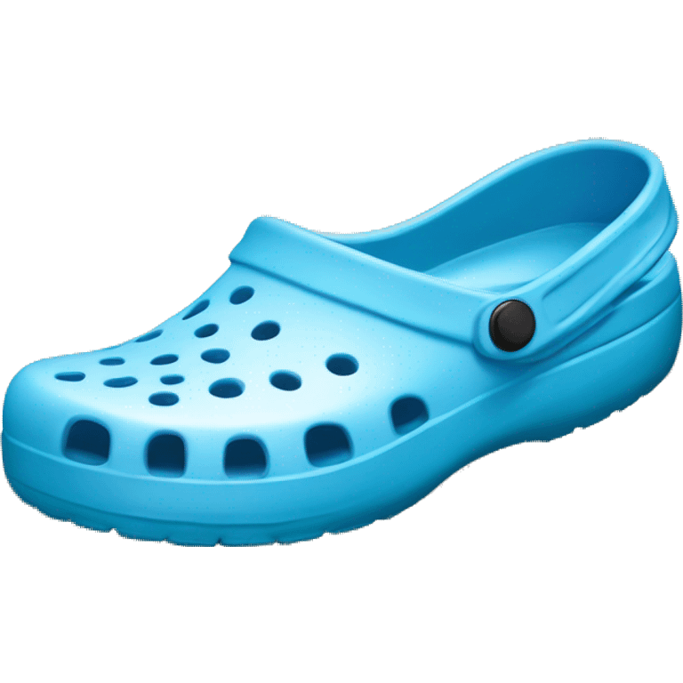 Realistic light blue pair o crocs shoes isolated.  emoji