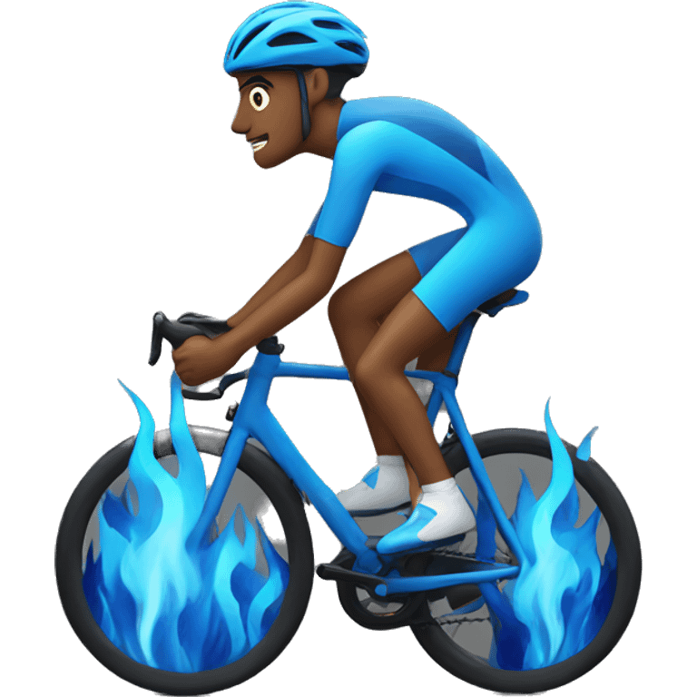 cyclist with blue flames emoji