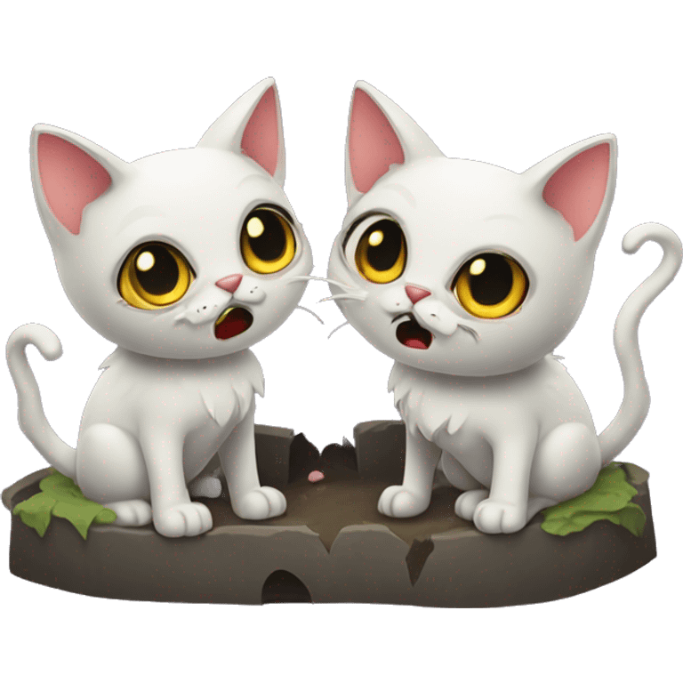 two zombie cats in love coming out of graves emoji