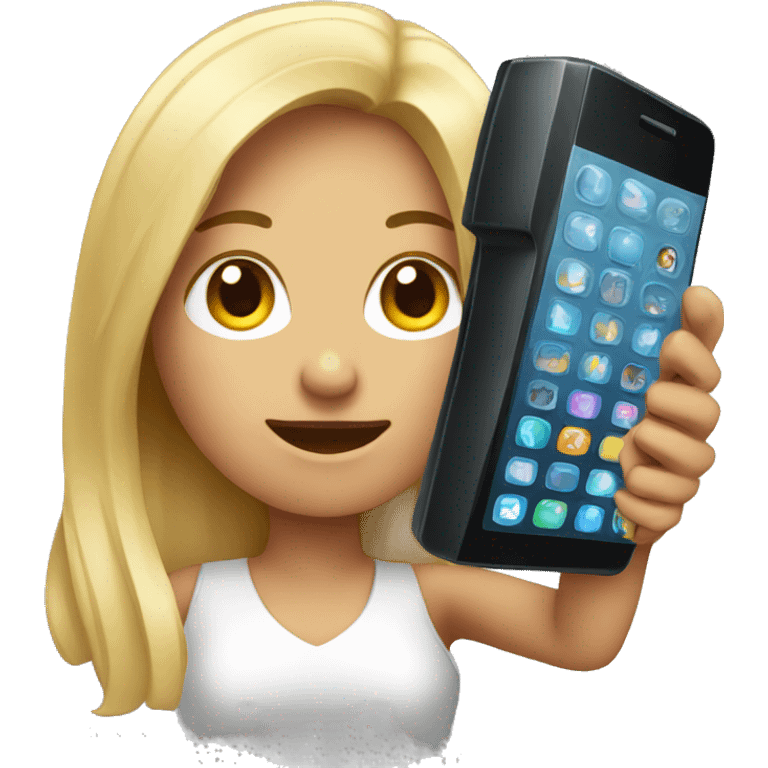 woman showing big phone emoji