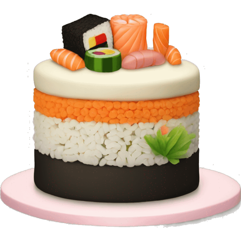 birthday cake made of sushi emoji