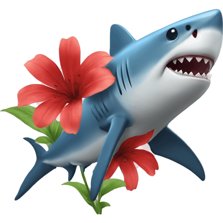 Shark with a flower emoji