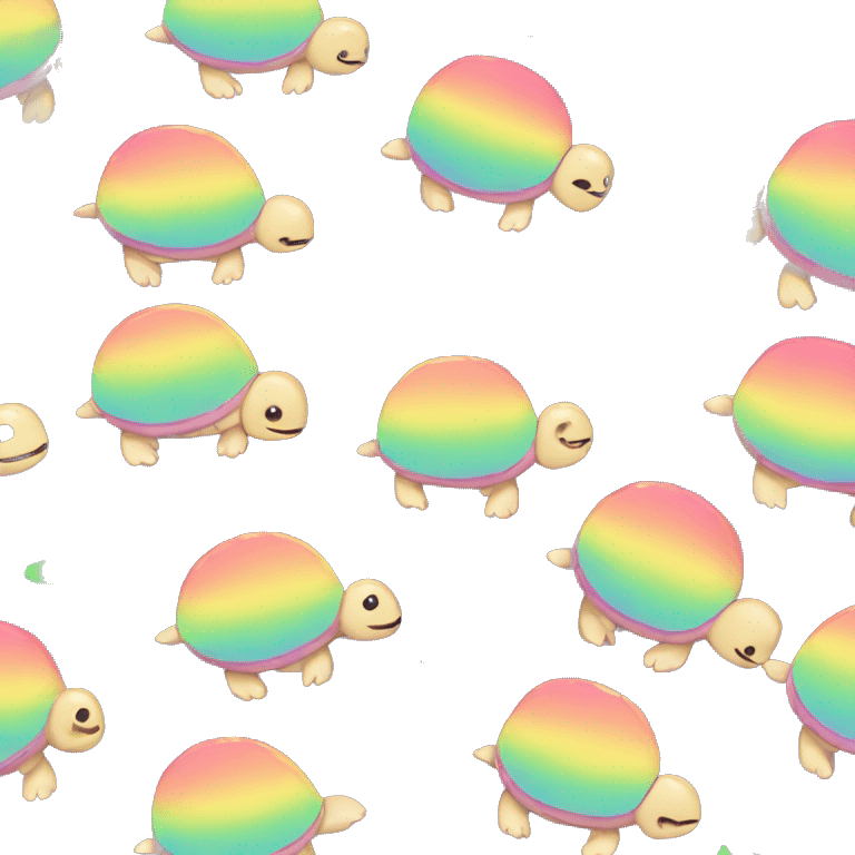 Kawaii pastel rainbow turtle with neon shirt   emoji