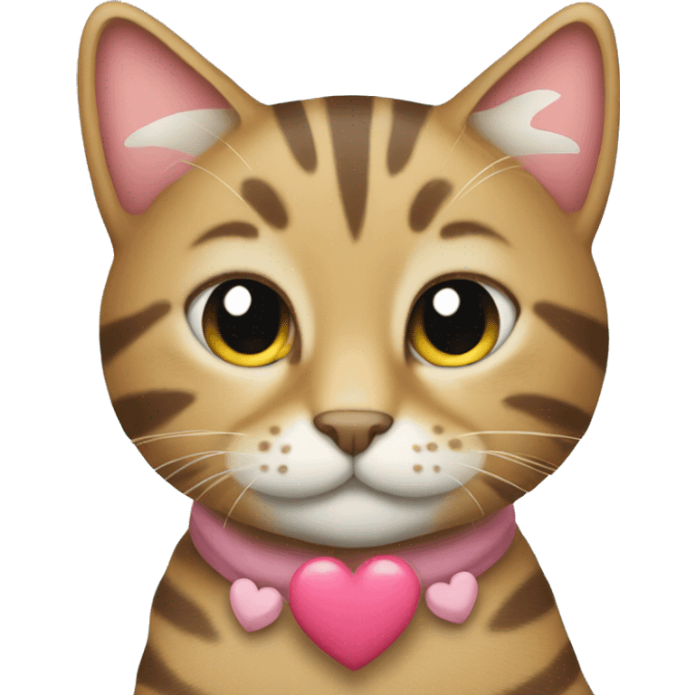 Sitting tabby cat with hearts around it  emoji