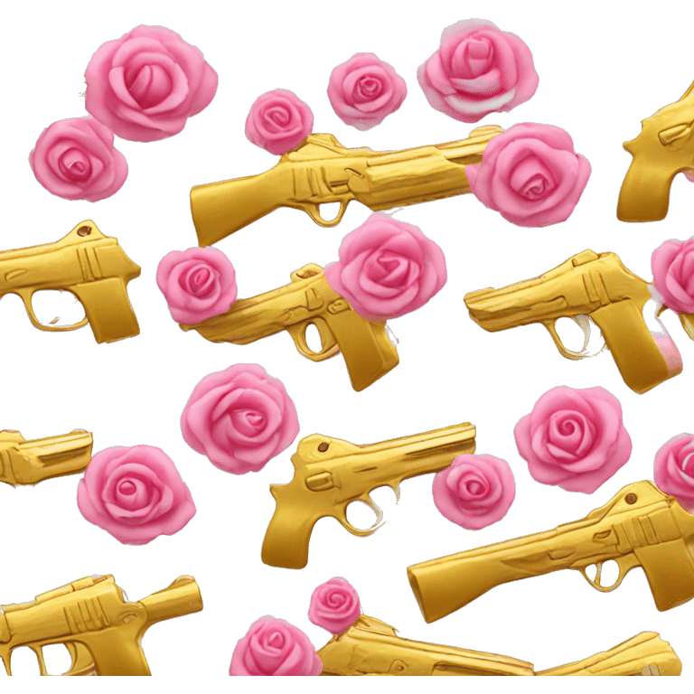 gold and light pink gun with rose emoji