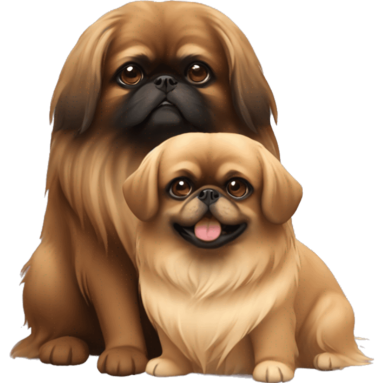 brown pekingese with girl emoji