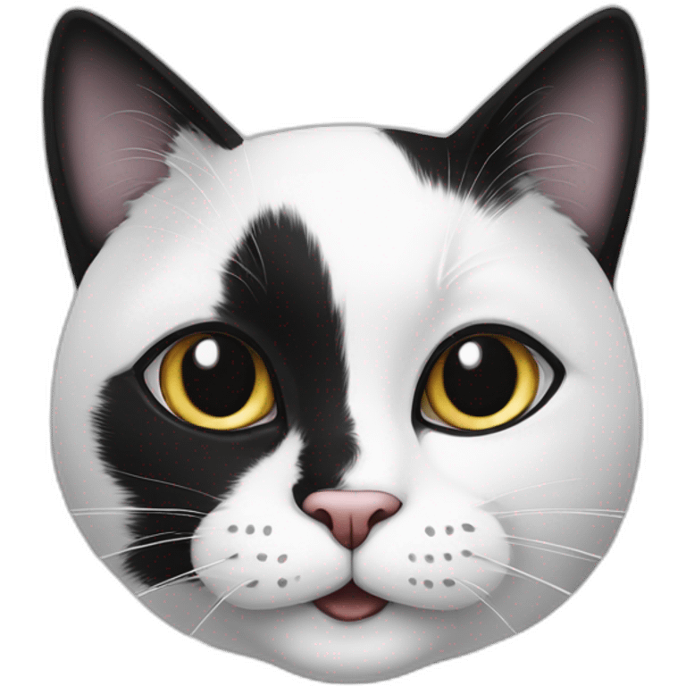 Black and white cat with white on one side of the mouth emoji