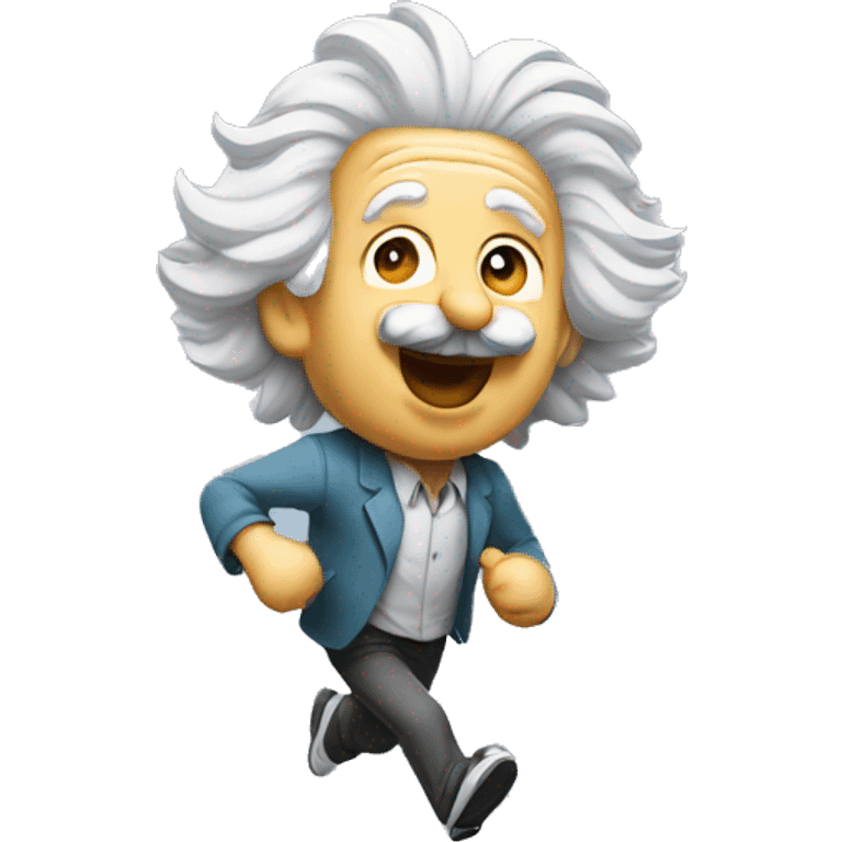 albert einstein happy listening music and running emoji