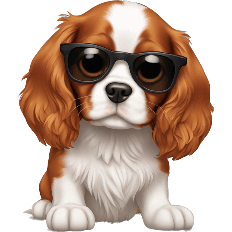 cavalier king charles spaniel puppy with sunglasses emoji