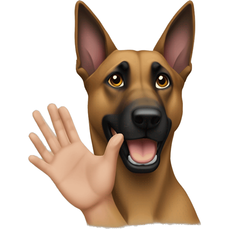 malinois se cache avec ses mains emoji