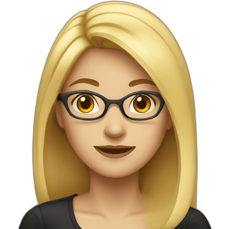 woman it developer, medium blonde hair, no glasses, black outfit emoji