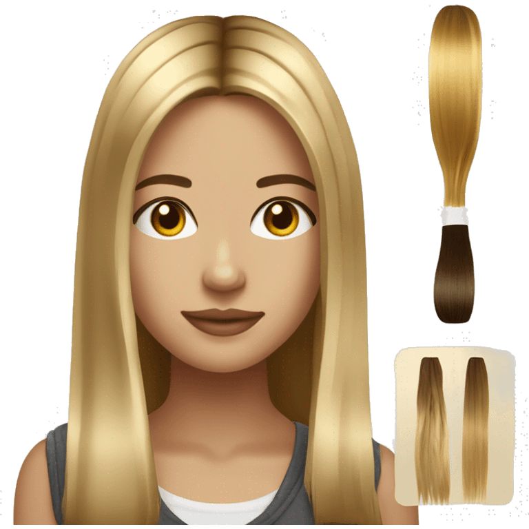 girl bong balayage brown to golden blonde caucasian straight hair emoji