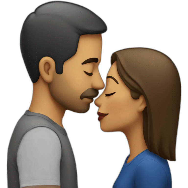 short venezuelan woman kissing tall american man emoji