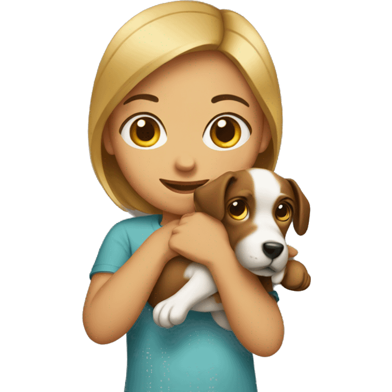 girl holding dog emoji