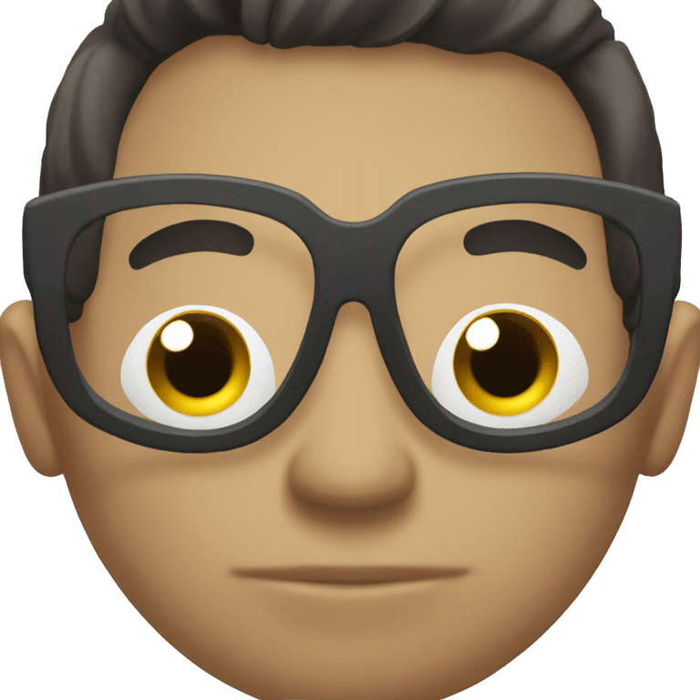 Pale guy dark hair with glasses doing benchpress emoji