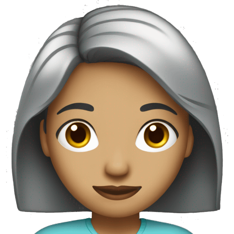 woman with computer straight black, medium-length hair emoji