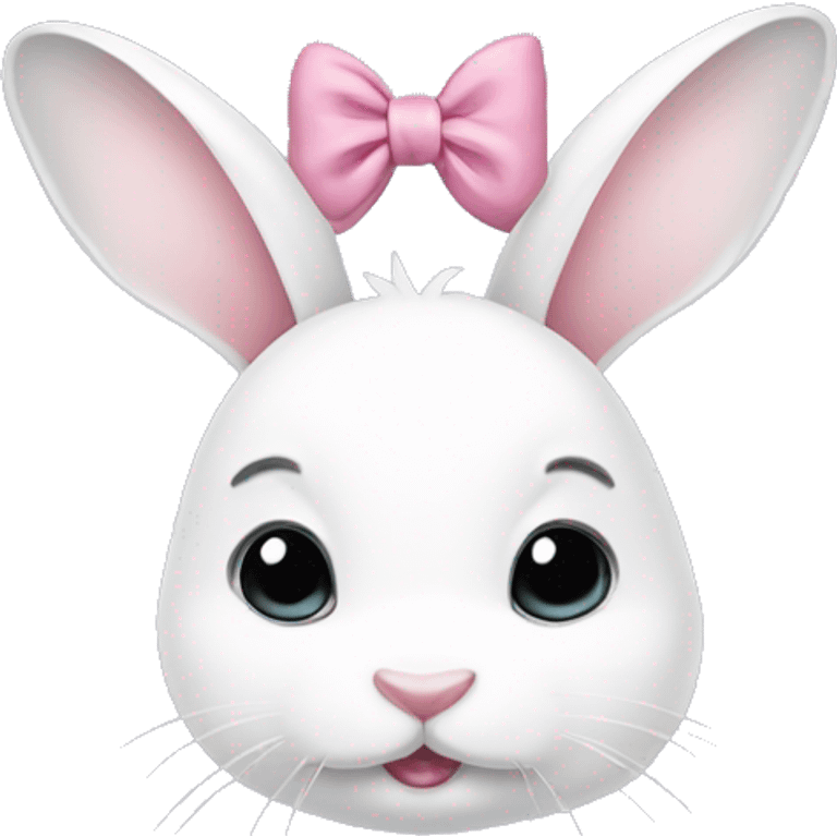 Cute white bunny with bows tied on each ear emoji