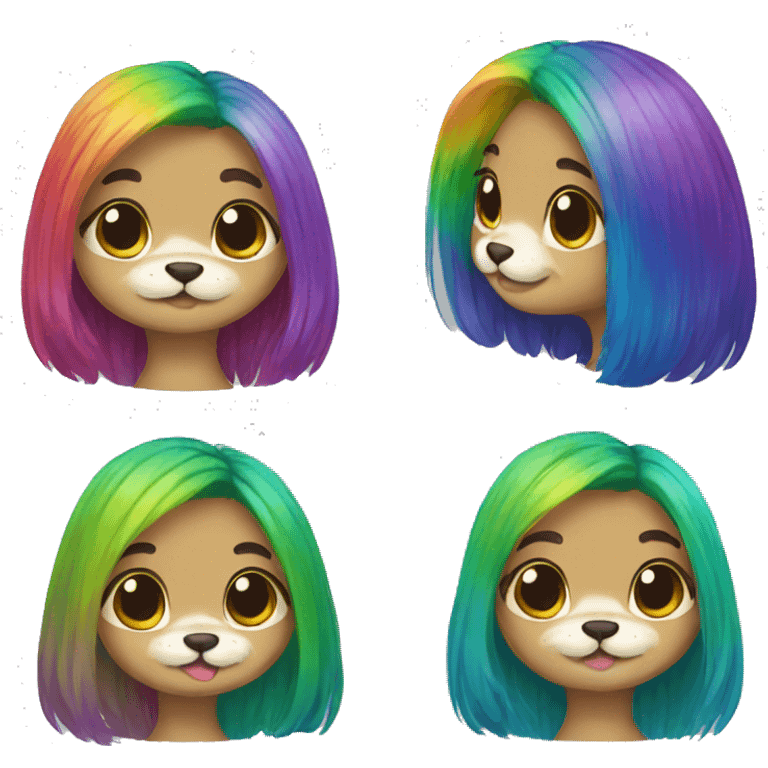 Otter rainbow hair emoji